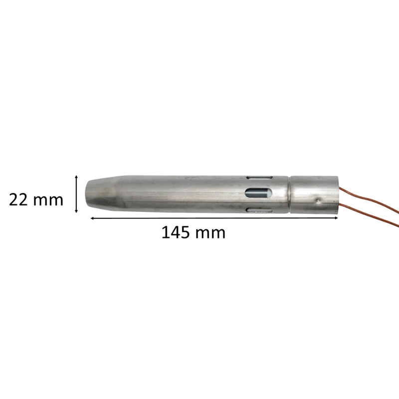 Zündkerze / Glühzünder rund keramisch mit Hülse für Pelletofen: 22 mm x 145 mm 330 Watt