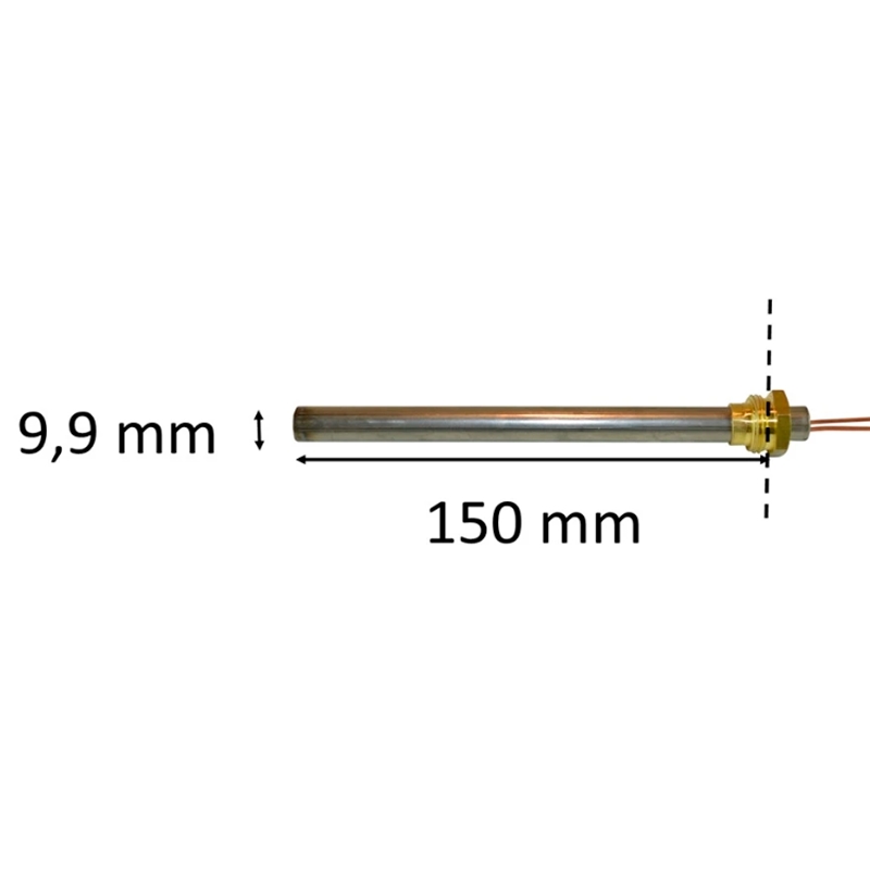 Zündkerze / Glühzünder mit Gewinde für Pelletofen: 9,9 mm x 150 mm x 300 Watt 3/8" Gewinde