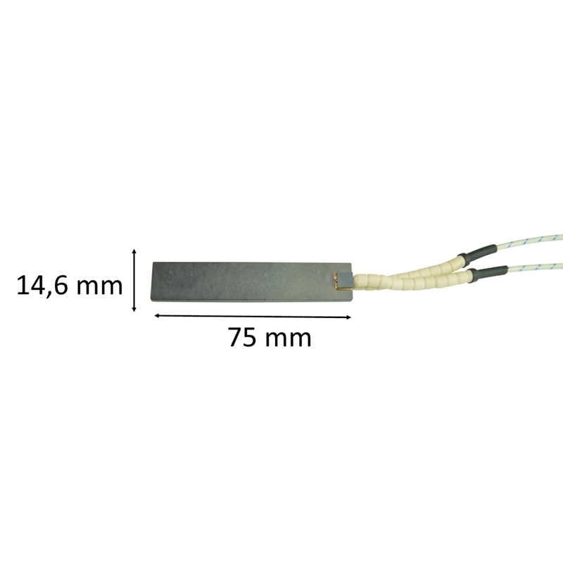 Zündkerze / Glühzünder flach keramisch für Pelletofen:  75 mm x 14,6 mm x 4,3 mm 250 Watt