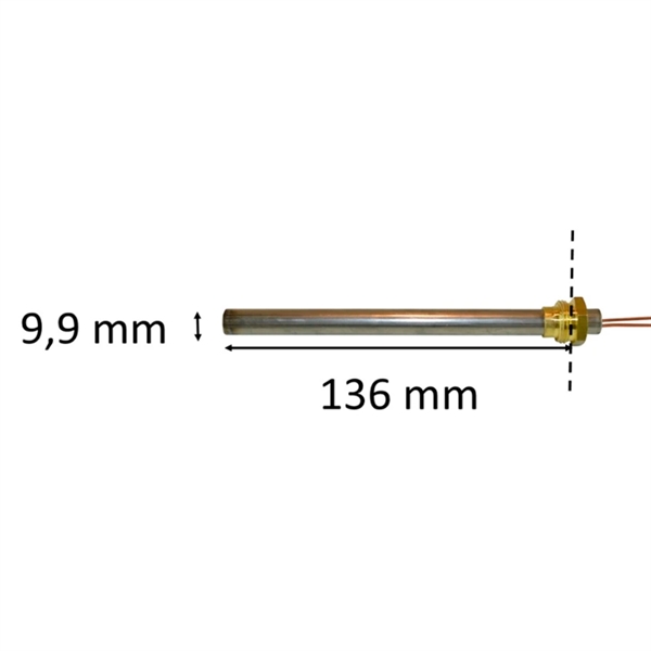 Zündkerze / Glühzünder mit Gewinde für Pelletofen: 9,9 mm x 136 mm 250 Watt 3/8 Gewinde