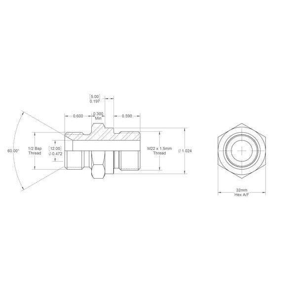 John Deere EinschraubkupplungenEinschraubung metrisch x BSP-Außengewinde - VNBM0822ISO6149 - Kupplung M/M 1/2 B x M22 x 1,5 6149