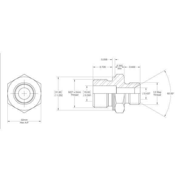 John Deere EinschraubkupplungenEinschraubung metrisch x BSP-Außengewinde - VNBM0827X2ISO6149 - Kupplung M/M M27x2 X 1/2 BSP