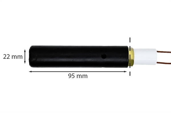 Zündkerze / Glühzünder rund keramisch mit Hülse für Pelletofen: 22 mm x 95 mm 330 Watt